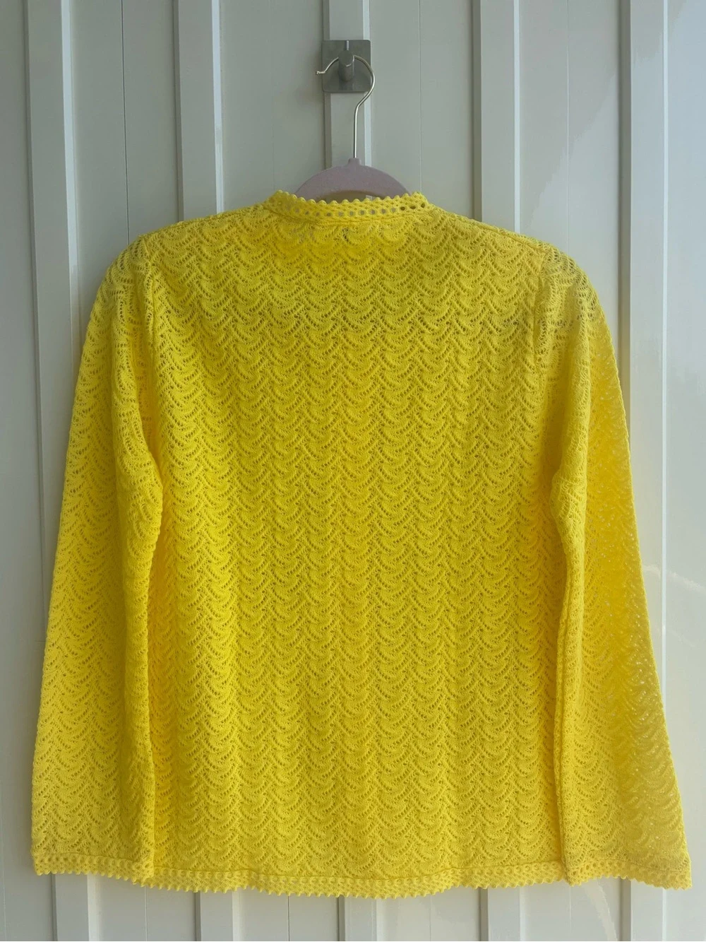 Yellow Lace-Texture Button Cardigan - Picture 3 of 8